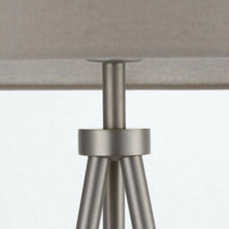 Sleek Tripod Floor Lamp Matt Nickel E27 Free Standing Lounge Light & Grey Shade - thumbnail 4