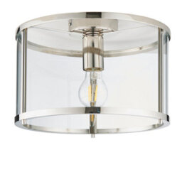 Anson Lighting Hopton Flush Light Finished In Bright Nickel Plate And Clear Glass - thumbnail 6