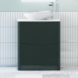Royal Bathrooms Avenza 700mm Deep Moss Green Floor Standing Countertop Bathroom Vanity Unit 2 Drawer With Nova Basin - thumbnail 1