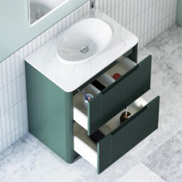 Royal Bathrooms Avenza 700mm Deep Moss Green Floor Standing Countertop Bathroom Vanity Unit 2 Drawer With Nova Basin - thumbnail 5