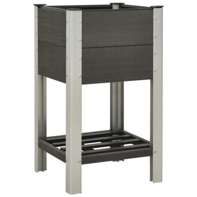 Berkfield Garden Raised Bed With Shelf 50X50X90 Cm Wpc Grey - image 1