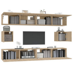 Berkfield 6 Piece Tv Cabinet Set Sonoma Oak Engineered Wood - thumbnail 4