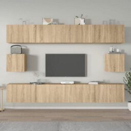Berkfield 6 Piece Tv Cabinet Set Sonoma Oak Engineered Wood - thumbnail 1