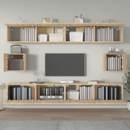 Berkfield 6 Piece Tv Cabinet Set Sonoma Oak Engineered Wood - thumbnail 3