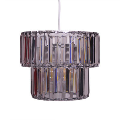 First Choice Lighting Clint Chrome Smoked Easy Fit Fabric Pendant Shade - image 1