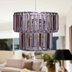 First Choice Lighting Clint Chrome Smoked Easy Fit Fabric Pendant Shade - thumbnail 3
