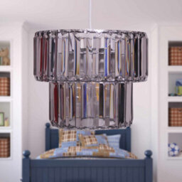 First Choice Lighting Clint Chrome Smoked Easy Fit Fabric Pendant Shade - thumbnail 4