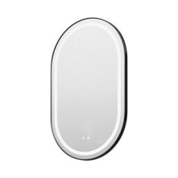 Thehotsale 80Cm H Wall Mounted Oval Led Bathroom Mirror With Adjustable Brightness Colour Light Black Frame Mirror - thumbnail 4