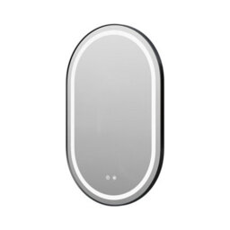 Thehotsale 80Cm H Wall Mounted Oval Led Bathroom Mirror With Adjustable Brightness Colour Light Black Frame Mirror - thumbnail 3