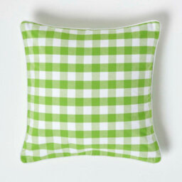 Homescapes Green Block Check Cotton Gingham Cushion Cover, 45 X 45 Cm
