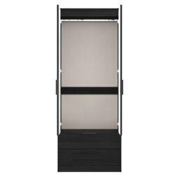 Ancona Ready Assembled Modern Matt Black Ash 2 Drawer Tall Double Wardrobe (H)1956mm (W)766mm (D)530mm - thumbnail 5