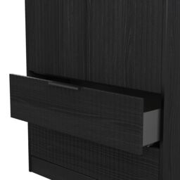 Ancona Ready Assembled Modern Matt Black Ash 2 Drawer Tall Double Wardrobe (H)1956mm (W)766mm (D)530mm - thumbnail 4