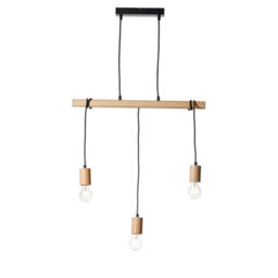 Luminosa Lighting Luminosa Sven Bar Pendant Ceiling Lamp, Matt Black, Natural Wood - thumbnail 6