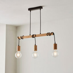 Luminosa Lighting Luminosa Sven Bar Pendant Ceiling Lamp, Matt Black, Natural Wood - thumbnail 2