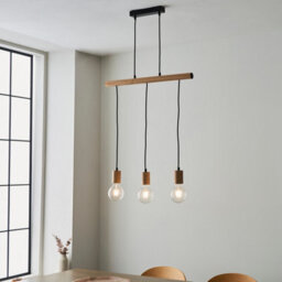 Luminosa Lighting Luminosa Sven Bar Pendant Ceiling Lamp, Matt Black, Natural Wood - thumbnail 4