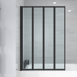Nes Home 1000 X 1400 mm 4 Fold Door Bath Shower Screen Black Frame - thumbnail 2