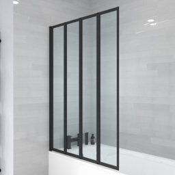 Nes Home 1000 X 1400 mm 4 Fold Door Bath Shower Screen Black Frame - thumbnail 3