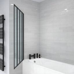 Nes Home 1000 X 1400 mm 4 Fold Door Bath Shower Screen Black Frame - thumbnail 6