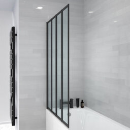 Nes Home 1000 X 1400 mm 4 Fold Door Bath Shower Screen Black Frame - thumbnail 4