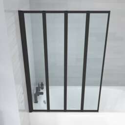 Nes Home 1000 X 1400 mm 4 Fold Door Bath Shower Screen Black Frame - thumbnail 5