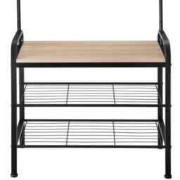 Tectake Coat Stand - Shoe Rack, Seat, 2 Shelves And 9 Coat Hooks 73.5X36X184Cm - Industrial Wood Light, Oak Sonoma - thumbnail 8