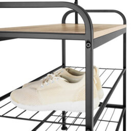 Tectake Coat Stand - Shoe Rack, Seat, 2 Shelves And 9 Coat Hooks 73.5X36X184Cm - Industrial Wood Light, Oak Sonoma - thumbnail 7