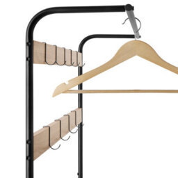 Tectake Coat Stand - Shoe Rack, Seat, 2 Shelves And 9 Coat Hooks 73.5X36X184Cm - Industrial Wood Light, Oak Sonoma - thumbnail 4
