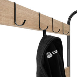 Tectake Coat Stand - Shoe Rack, Seat, 2 Shelves And 9 Coat Hooks 73.5X36X184Cm - Industrial Wood Light, Oak Sonoma - thumbnail 6