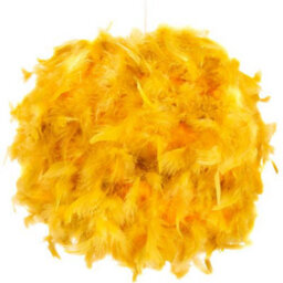 Happy Homewares Contemporary And Unique Large Ochre Real Feather Decorated Pendant Light Shade - thumbnail 2
