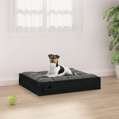 Berkfield Dog Bed Black 51.5X44X9 Cm Solid Wood Pine - image 1