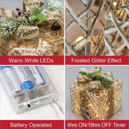 The Christmas Workshop 70289 Set Of 3 Light-Up Christmas Boxes With 45 Led's & Brown Bow - thumbnail 3