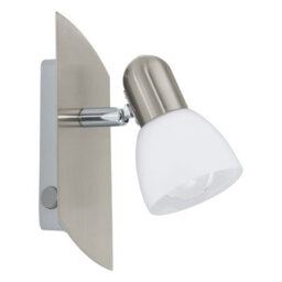 Satin Nickel Wall Spot Light With White Glass Shade - E14 Bulb Compatible