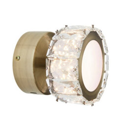 Pagazzi Lighting Pagazzi Dilan Antique Brass & Crystal Led Wall Light - thumbnail 3
