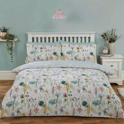 Julian Charles Home Ella Duck Egg Botanical Supersoft Reversible Duvet Set - thumbnail 1