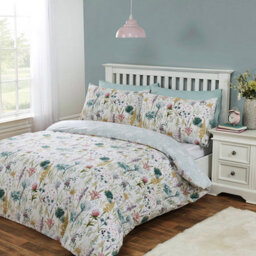 Julian Charles Home Ella Duck Egg Botanical Supersoft Reversible Duvet Set - thumbnail 2