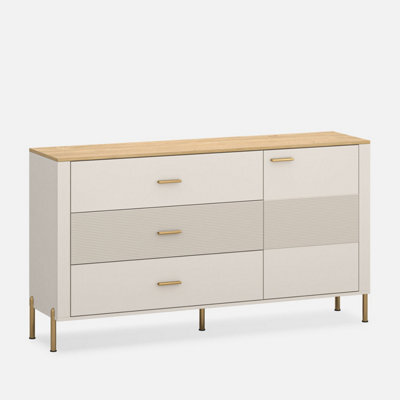 Heze Furniture Ruben 1 Door 3 Drawers Sideboard - Cashmere / Stone Oak - image 1