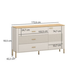 Heze Furniture Ruben 1 Door 3 Drawers Sideboard - Cashmere / Stone Oak - thumbnail 3