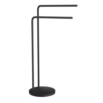 Beslagsboden Black Stainless Steel Double Towel Rail (H)80Cm X (W)40Cm Freestanding Bathroom Twin Towel Holder - image 1