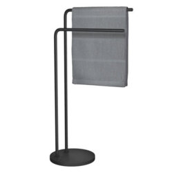 Beslagsboden Black Stainless Steel Double Towel Rail (H)80Cm X (W)40Cm Freestanding Bathroom Twin Towel Holder - thumbnail 3