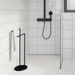 Beslagsboden Black Stainless Steel Double Towel Rail (H)80Cm X (W)40Cm Freestanding Bathroom Twin Towel Holder - thumbnail 4