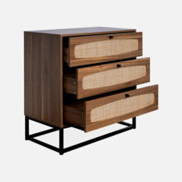 Sweeek - 3-Drawer Chest With Wood And Cane Effect Natural 40X80X80 Cm - Retro - thumbnail 3