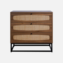 Sweeek - 3-Drawer Chest With Wood And Cane Effect Natural 40X80X80 Cm - Retro - thumbnail 2