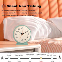 Quartz Alarm Clock With Night Light No Tick Snooze Silent Small Bedside Clock - thumbnail 3