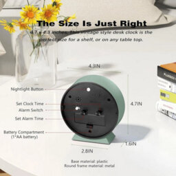 Quartz Alarm Clock With Night Light No Tick Snooze Silent Small Bedside Clock - thumbnail 6