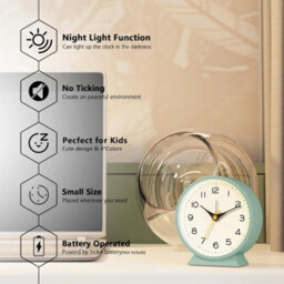 Quartz Alarm Clock With Night Light No Tick Snooze Silent Small Bedside Clock - thumbnail 5