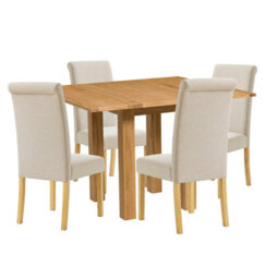 Hallowood Furniture Waverly Small Folding Table With 4 Roll Top Linen Fabric Chairs (Cream) - thumbnail 8