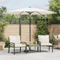 Berkfield Garden Parasol With Steel Pole White 268X268X226 Cm - thumbnail 1