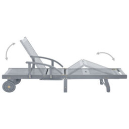 Berkfield Garden Sun Lounger Grey Solid Acacia Wood - thumbnail 5