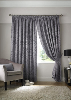 Luxury Living Tivoli Pencil Pleat Taped Top Curtains Silver - image 1