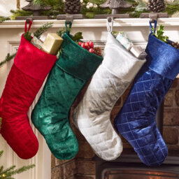 Dibor Set Of 4 Traditional Harrington Quilted Mix-Match Velvet Xmas Gift Decoration Christmas Stocking For Kids